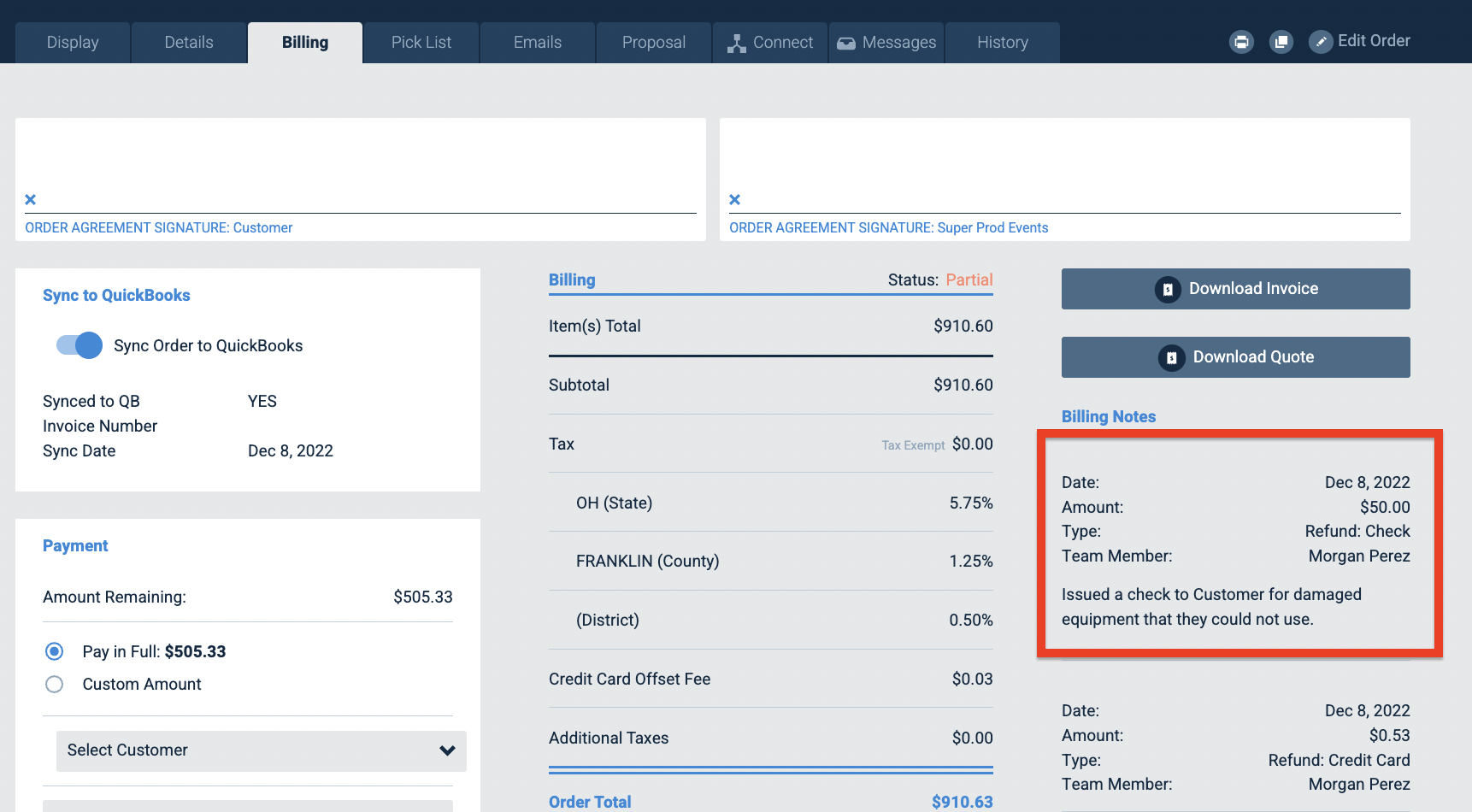 how-to-document-a-check-refund-in-tapgoods-pro-tapgoods