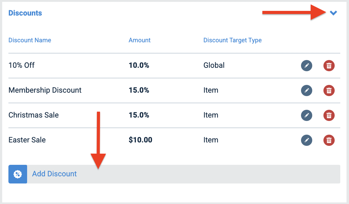 Order Settings Discounts TapGoods