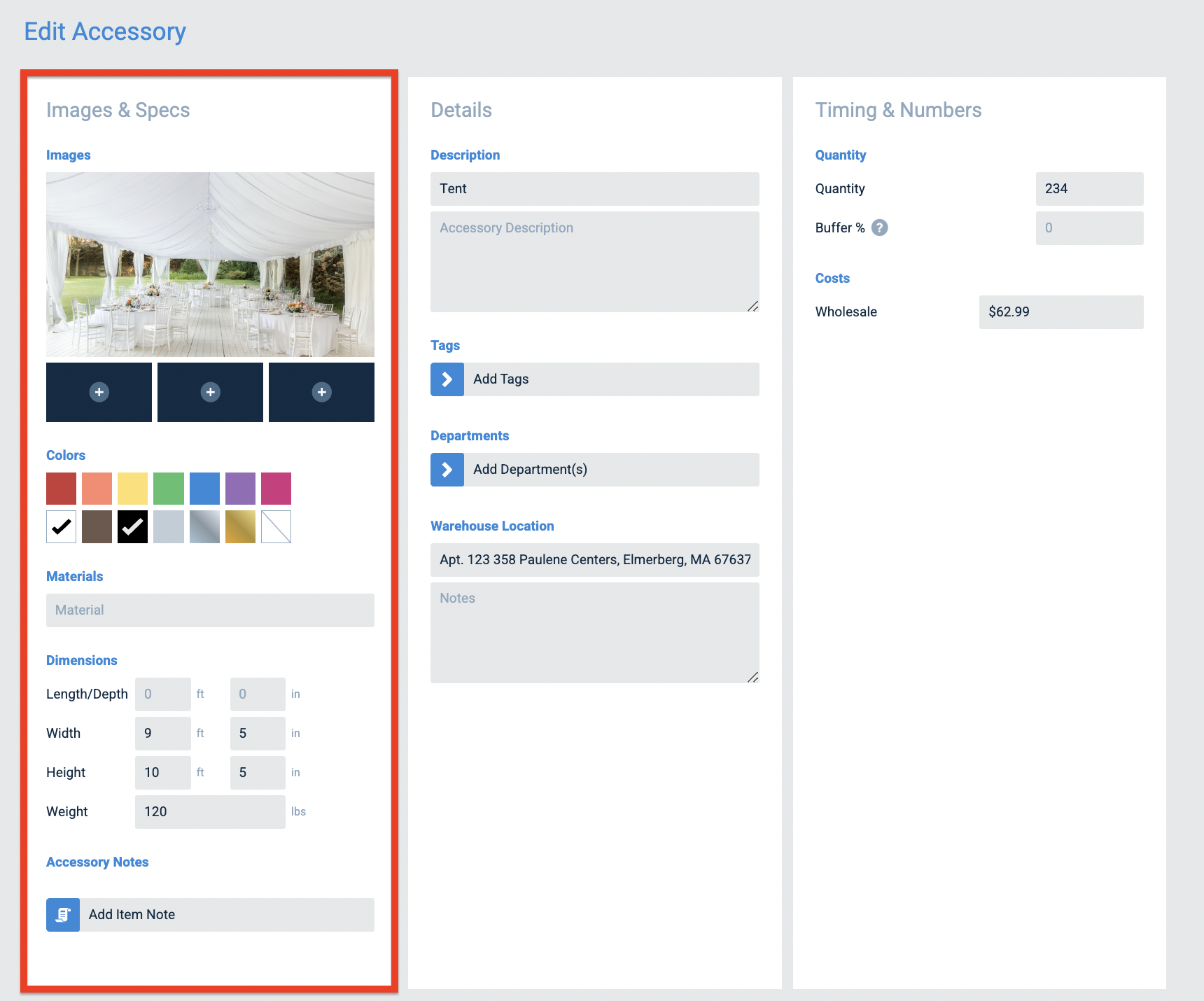 Editing Accessories in TapGoods PRO TapGoods